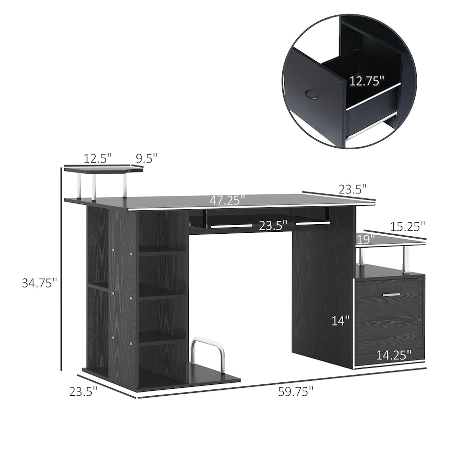 Image 964777_ALTMORE2.jpg, Product 964-777 / Price $154.99, HOMCOM Computer Desk With Keyboard Tray, Cpu Stand & Printer Stand from HOMCOM on TSC.ca's Home & Garden department