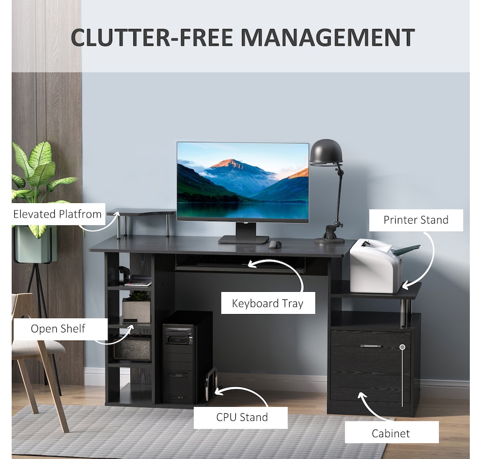 Image 964777_ALTMORE3.jpg, Product 964-777 / Price $154.99, HOMCOM Computer Desk With Keyboard Tray, Cpu Stand & Printer Stand from HOMCOM on TSC.ca's Home & Garden department
