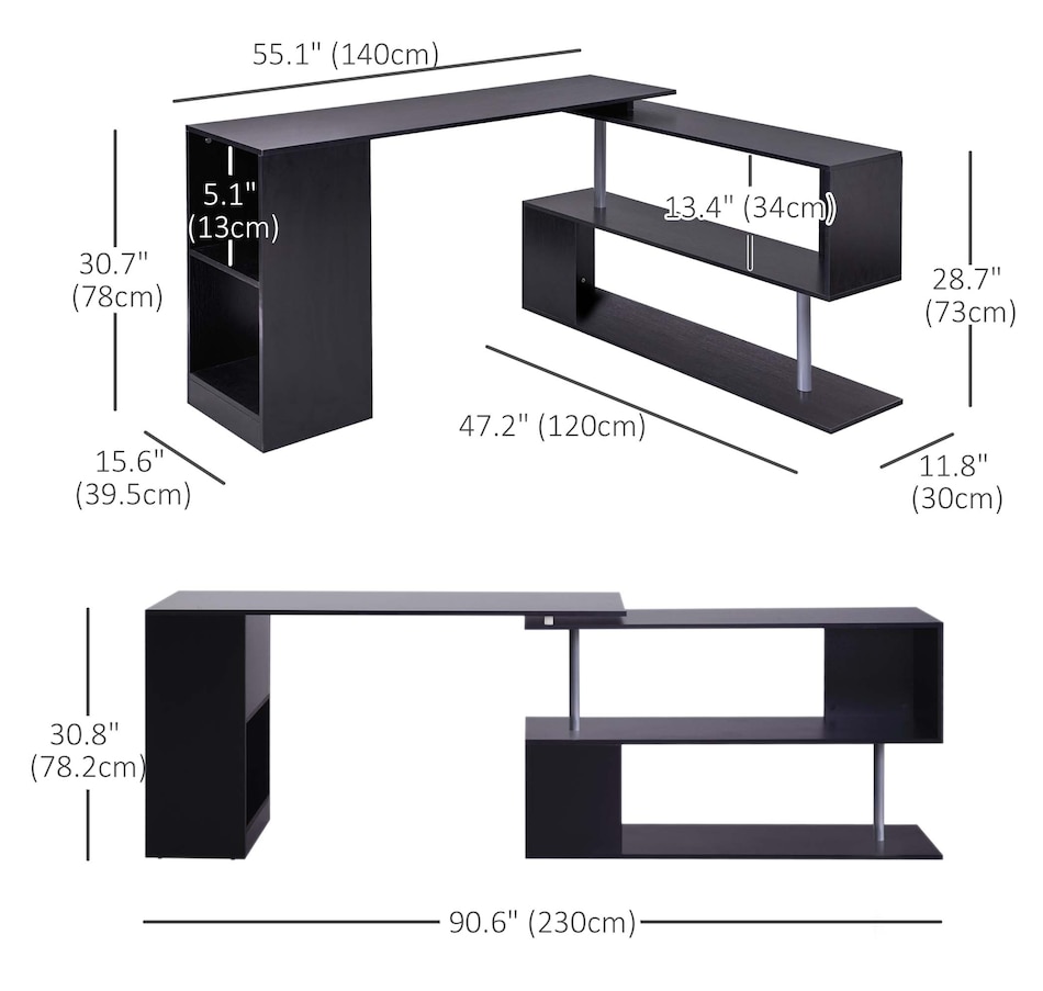 Image 964789_ALTMORE10.jpg, Product 964-789 / Price $132.99 - $146.99, HOMCOM 55" L-Shaped Desk 360° Rotating Corner Computer Desk for Home Office from HOMCOM on TSC.ca's Home & Garden department