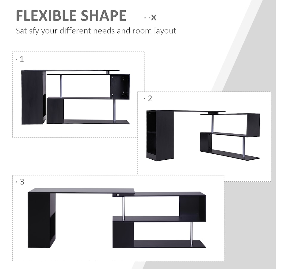 Image 964789_ALTMORE11.jpg, Product 964-789 / Price $132.99 - $146.99, HOMCOM 55" L-Shaped Desk 360° Rotating Corner Computer Desk for Home Office from HOMCOM on TSC.ca's Home & Garden department