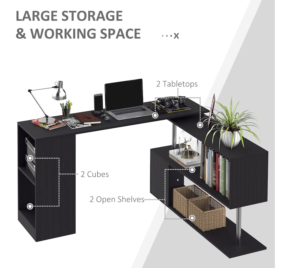 Image 964789_ALTMORE12.jpg, Product 964-789 / Price $132.99 - $146.99, HOMCOM 55" L-Shaped Desk 360° Rotating Corner Computer Desk for Home Office from HOMCOM on TSC.ca's Home & Garden department