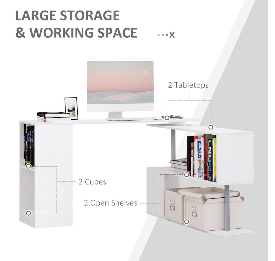 Image 964789_ALTMORE4.jpg, Product 964-789 / Price $132.99 - $146.99, HOMCOM 55" L-Shaped Desk 360° Rotating Corner Computer Desk for Home Office from HOMCOM on TSC.ca's Home & Garden department