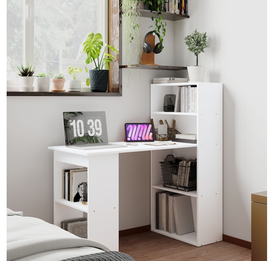 Image 964790_ALTMORE1.jpg, Product 964-790 / Price $134.99 - $155.99, HOMCOM Modern Computer Desk with 6-Tier Storage Shelves for Home Office from HOMCOM on TSC.ca's Home & Garden department