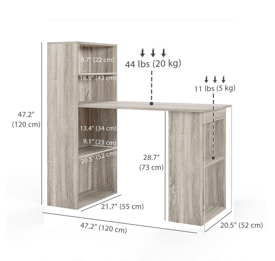 Image 964790_ALTMORE10.jpg, Product 964-790 / Price $134.99 - $155.99, HOMCOM Modern Computer Desk with 6-Tier Storage Shelves for Home Office from HOMCOM on TSC.ca's Home & Garden department