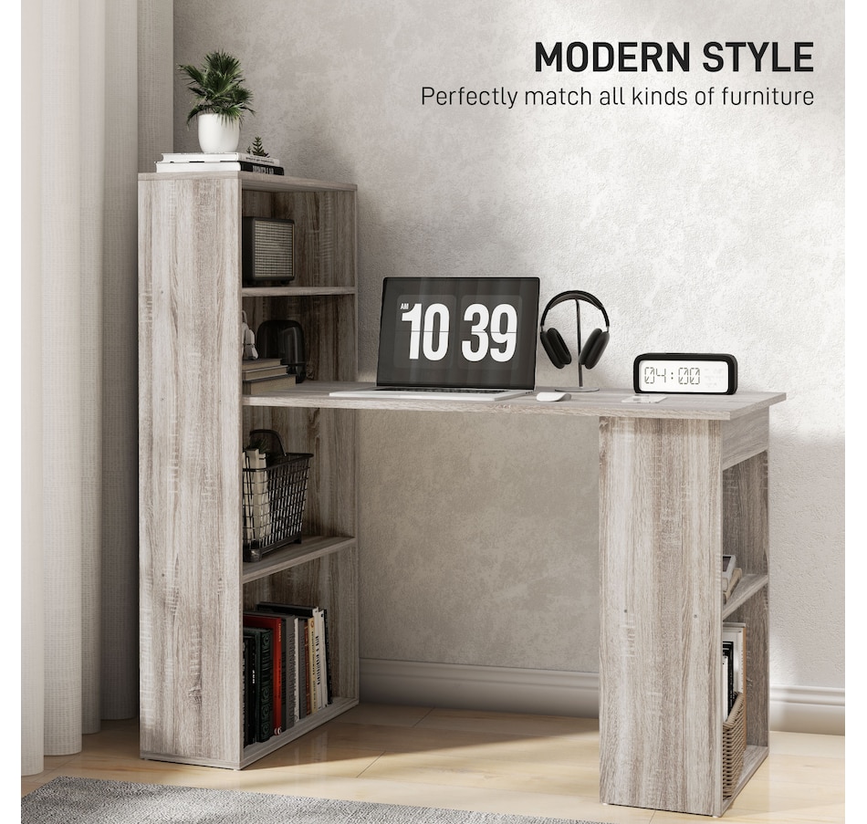 Image 964790_ALTMORE11.jpg, Product 964-790 / Price $134.99 - $155.99, HOMCOM Modern Computer Desk with 6-Tier Storage Shelves for Home Office from HOMCOM on TSC.ca's Home & Garden department