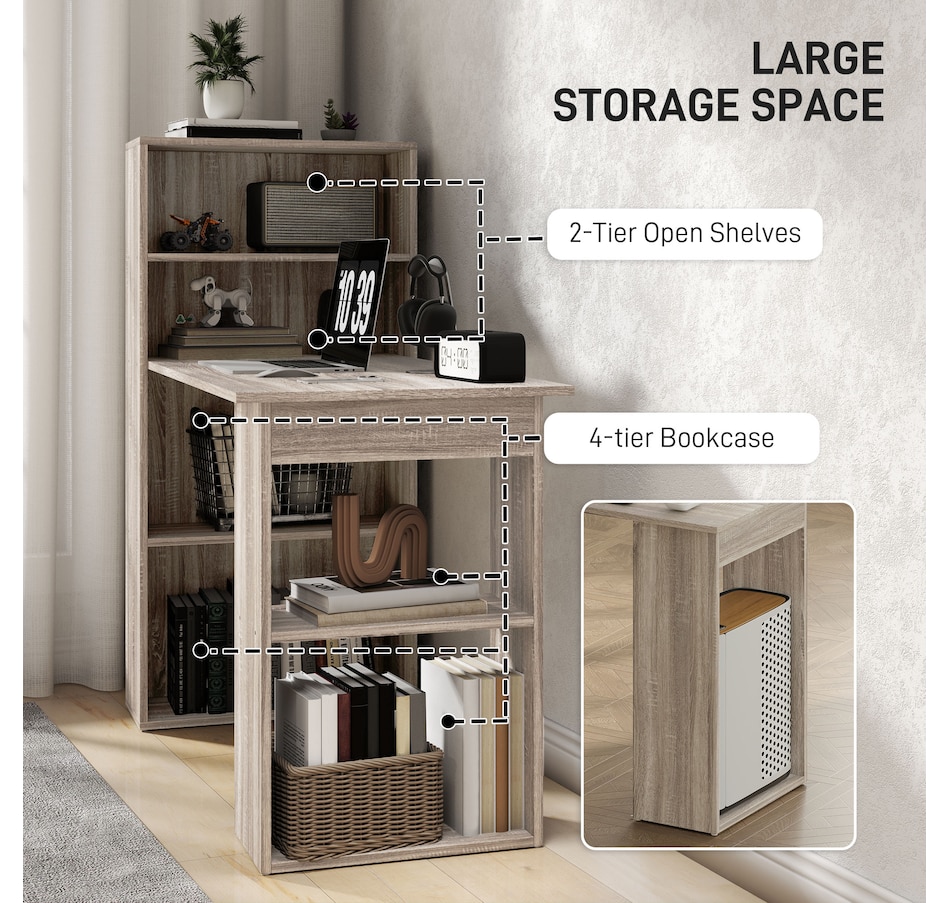 Image 964790_ALTMORE12.jpg, Product 964-790 / Price $134.99 - $155.99, HOMCOM Modern Computer Desk with 6-Tier Storage Shelves for Home Office from HOMCOM on TSC.ca's Home & Garden department
