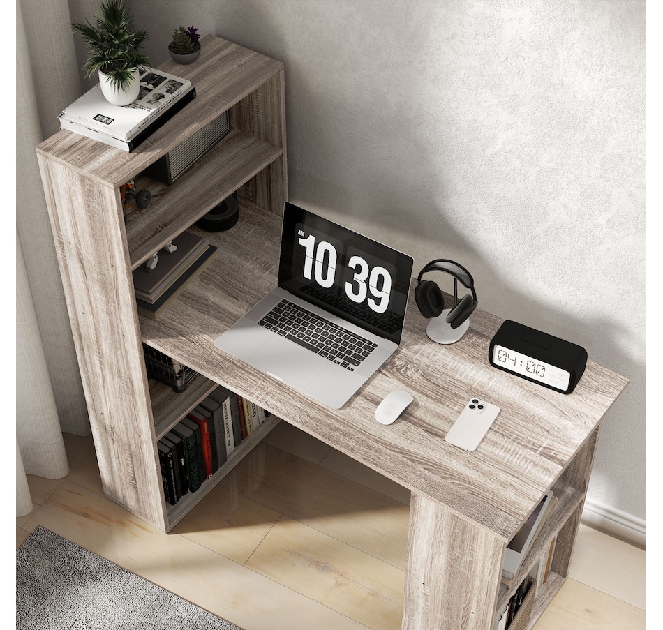 Image 964790_ALTMORE16.jpg, Product 964-790 / Price $134.99 - $155.99, HOMCOM Modern Computer Desk with 6-Tier Storage Shelves for Home Office from HOMCOM on TSC.ca's Home & Garden department