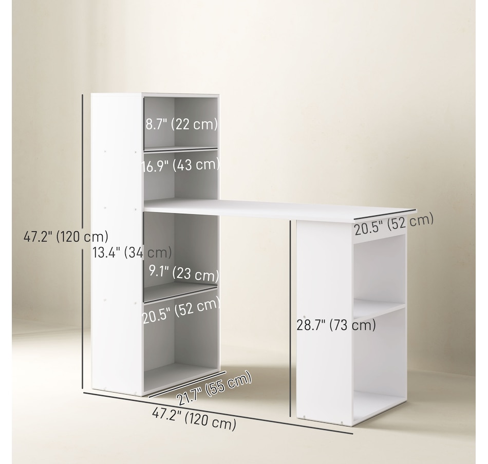 Image 964790_ALTMORE2.jpg, Product 964-790 / Price $134.99 - $155.99, HOMCOM Modern Computer Desk with 6-Tier Storage Shelves for Home Office from HOMCOM on TSC.ca's Home & Garden department