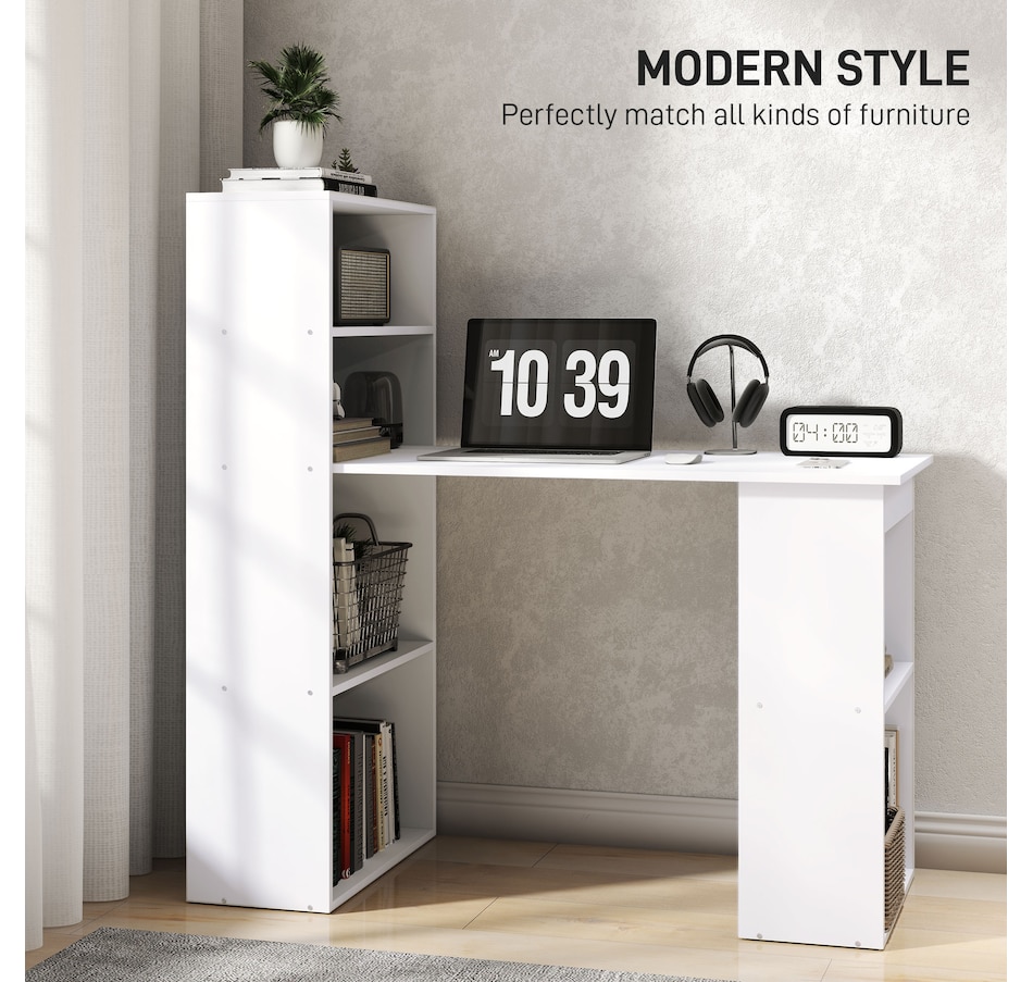 Image 964790_ALTMORE3.jpg, Product 964-790 / Price $134.99 - $155.99, HOMCOM Modern Computer Desk with 6-Tier Storage Shelves for Home Office from HOMCOM on TSC.ca's Home & Garden department
