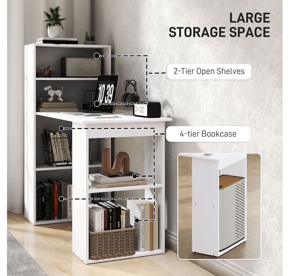 Image 964790_ALTMORE4.jpg, Product 964-790 / Price $134.99 - $155.99, HOMCOM Modern Computer Desk with 6-Tier Storage Shelves for Home Office from HOMCOM on TSC.ca's Home & Garden department
