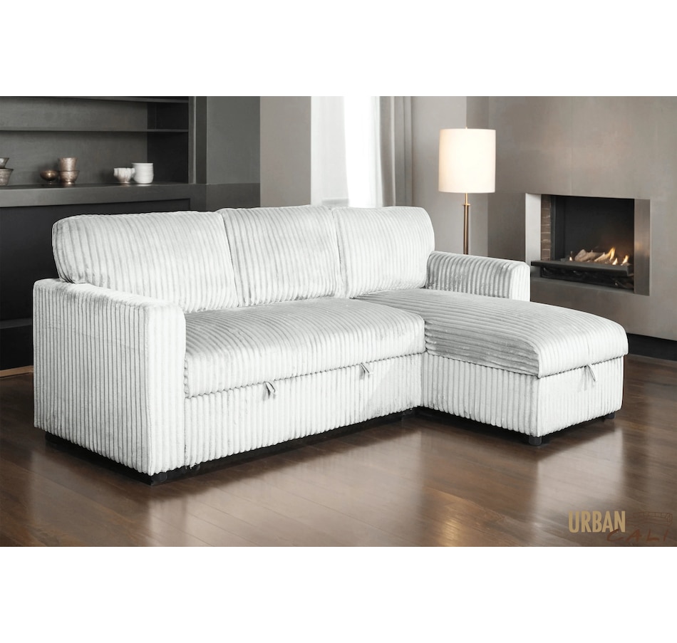 Image 964797_ST01.jpg, Product 964-797 / Price $1,459.99, Urban Cali Calabasas Minky Corduroy 89.5" Reversible Sleeper Sectional Sofa Bed with Storage Chaise from Urban Cali on TSC.ca's Home & Garden department