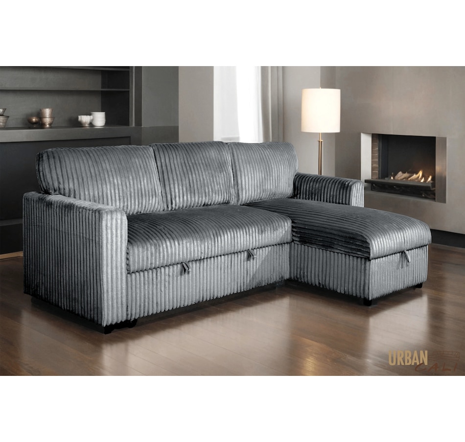 Image 964797_ST02.jpg, Product 964-797 / Price $1,459.99, Urban Cali Calabasas Minky Corduroy 89.5" Reversible Sleeper Sectional Sofa Bed with Storage Chaise from Urban Cali on TSC.ca's Home & Garden department
