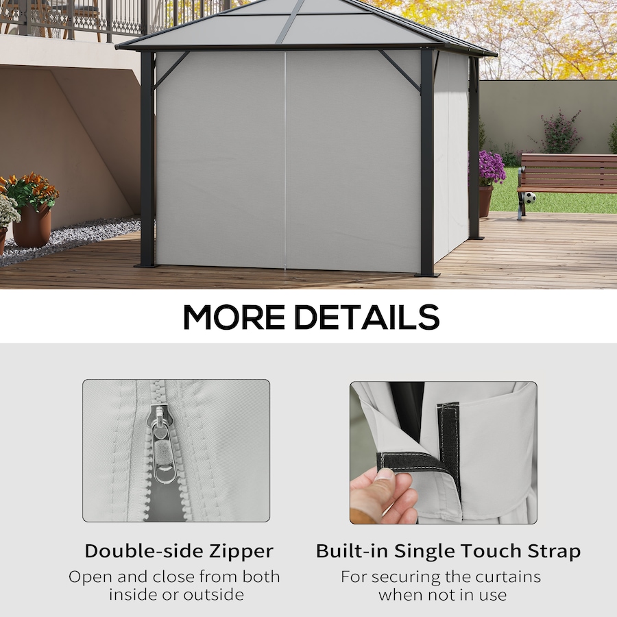 Image 964805_ALTMORE52.jpg, Product 964-805 / Price $79.99, Outsunny 10' x 12' Universal Gazebo Curtains, 4 Panels, Light Grey from Outsunny on TSC.ca's Home & Garden department