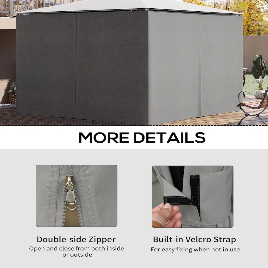 Image 964807_ALTMORE4.jpg, Product 964-807 / Price $89.99, Outsunny 10' x 13' Universal Gazebo Curtains, 4 Panels, Grey from Outsunny on TSC.ca's Home & Garden department
