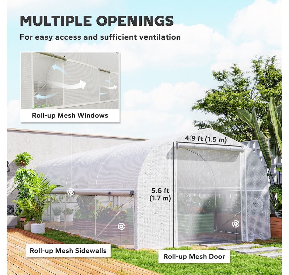 Image 964809_ALTMORE10.jpg, Product 964-809 / Price $239.99, Outsunny 19.5' x 10' x 6.6' Walk-in Tunnel Greenhouse with Roll-up Mesh Sidewalls from Outsunny on TSC.ca's Home & Garden department