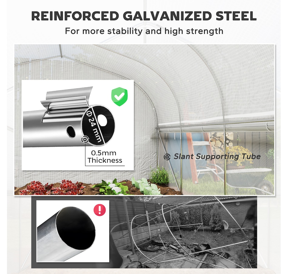 Image 964809_ALTMORE12.jpg, Product 964-809 / Price $239.99, Outsunny 19.5' x 10' x 6.6' Walk-in Tunnel Greenhouse with Roll-up Mesh Sidewalls from Outsunny on TSC.ca's Home & Garden department