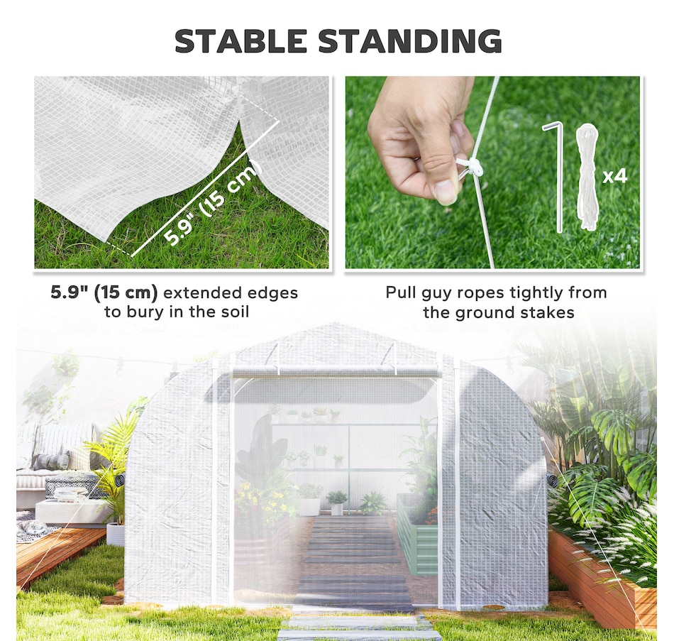 Image 964809_ALTMORE13.jpg, Product 964-809 / Price $239.99, Outsunny 19.5' x 10' x 6.6' Walk-in Tunnel Greenhouse with Roll-up Mesh Sidewalls from Outsunny on TSC.ca's Home & Garden department