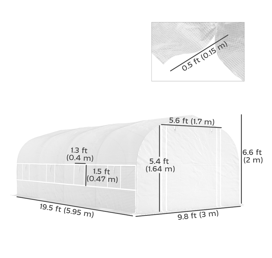 Image 964809_ALTMORE2.jpg, Product 964-809 / Price $239.99, Outsunny 19.5' x 10' x 6.6' Walk-in Tunnel Greenhouse with Roll-up Mesh Sidewalls from Outsunny on TSC.ca's Home & Garden department
