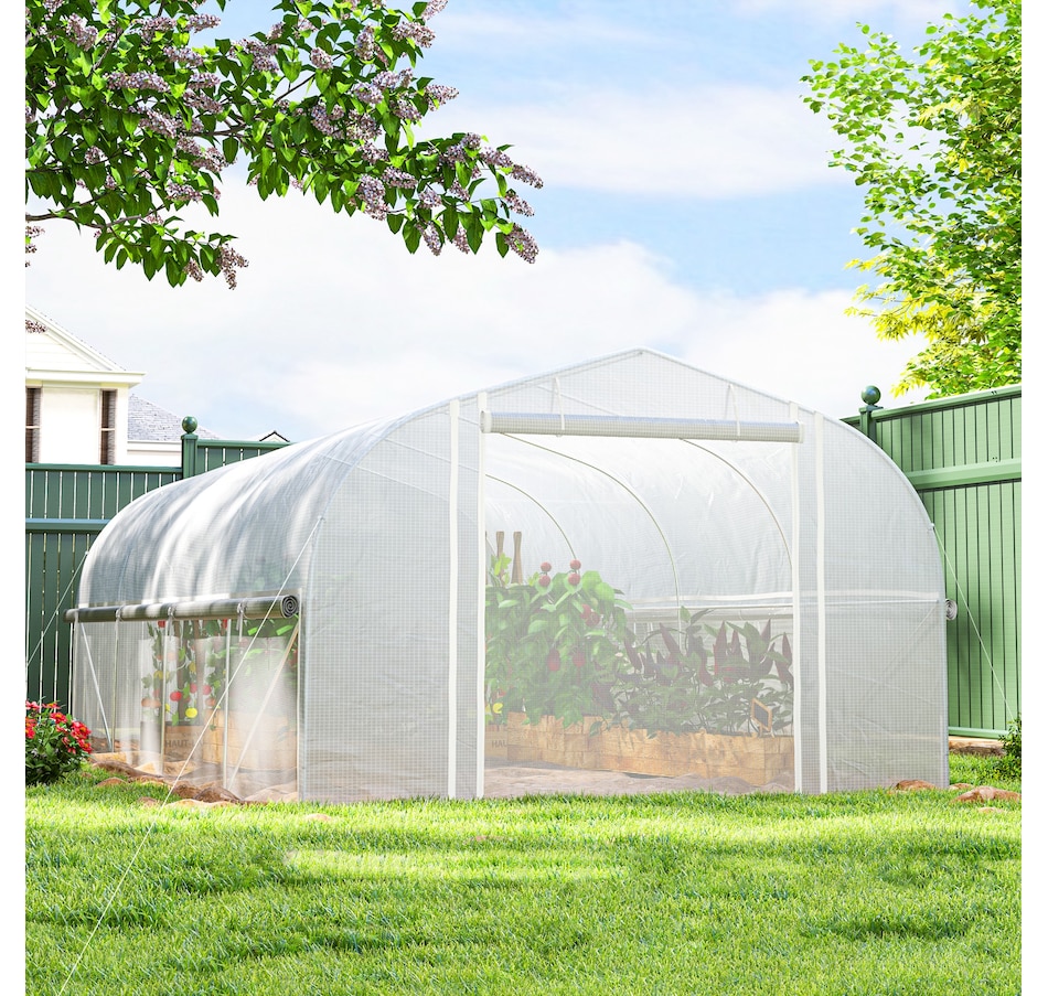 Image 964809_ALTMORE9.jpg, Product 964-809 / Price $239.99, Outsunny 19.5' x 10' x 6.6' Walk-in Tunnel Greenhouse with Roll-up Mesh Sidewalls from Outsunny on TSC.ca's Home & Garden department
