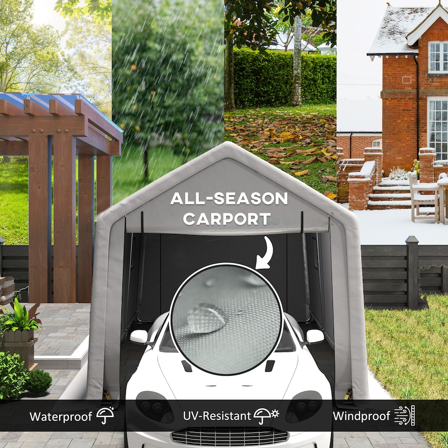 Image 964813_ALTMORE10.jpg, Product 964-813 / Price $387.99, Outsunny 10 x 17 ft Carport, Car Shelter w/ Roll-up Zipper Door, Grey from Outsunny on TSC.ca's Home & Garden department