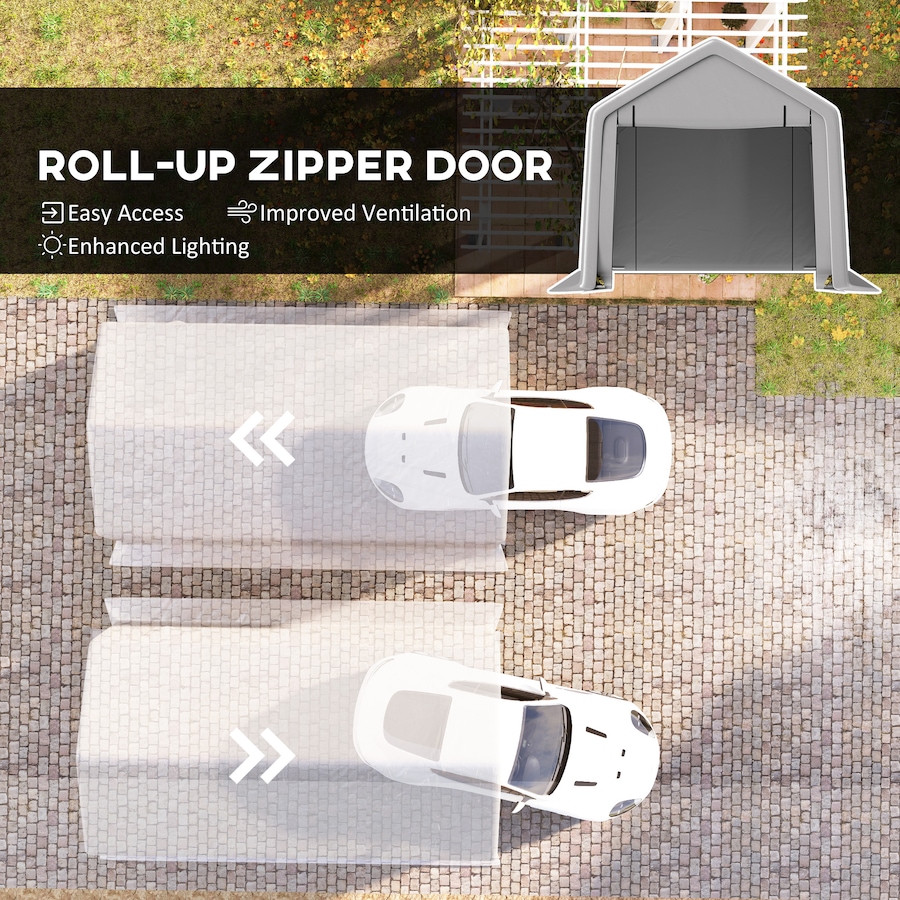 Image 964813_ALTMORE11.jpg, Product 964-813 / Price $387.99, Outsunny 10 x 17 ft Carport, Car Shelter w/ Roll-up Zipper Door, Grey from Outsunny on TSC.ca's Home & Garden department