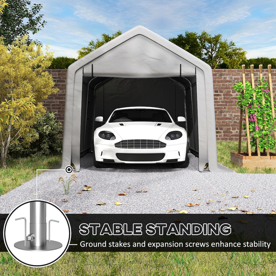 Image 964813_ALTMORE13.jpg, Product 964-813 / Price $387.99, Outsunny 10 x 17 ft Carport, Car Shelter w/ Roll-up Zipper Door, Grey from Outsunny on TSC.ca's Home & Garden department