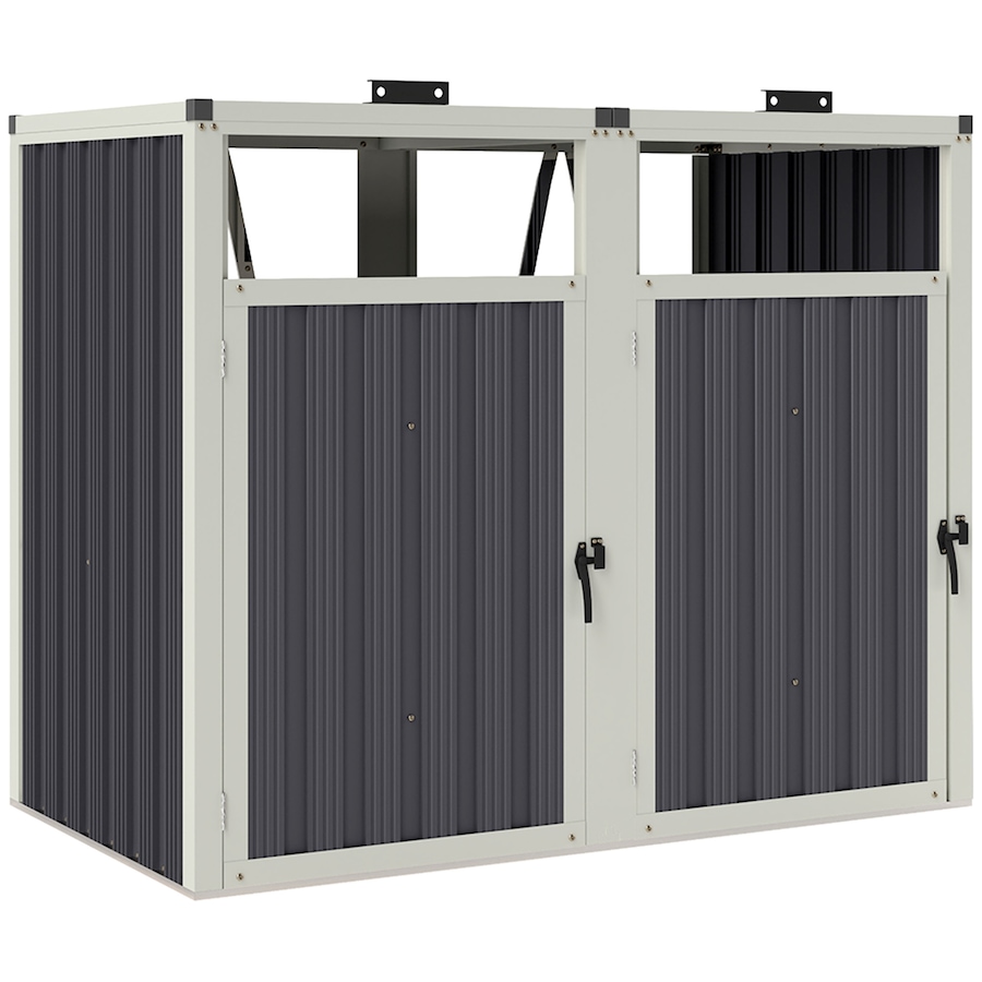 Image 964814.jpg, Product 964-814 / Price $229.99, Outsunny Double Garbage Bin Shed, Lockable Storage Shed with Openable Lid from Outsunny on TSC.ca's Home & Garden department