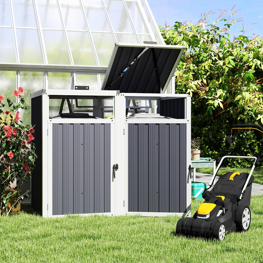 Image 964814_ALTMORE1.jpg, Product 964-814 / Price $229.99, Outsunny Double Garbage Bin Shed, Lockable Storage Shed with Openable Lid from Outsunny on TSC.ca's Home & Garden department