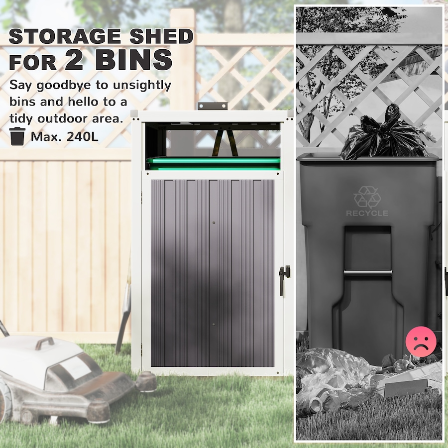 Image 964814_ALTMORE3.jpg, Product 964-814 / Price $229.99, Outsunny Double Garbage Bin Shed, Lockable Storage Shed with Openable Lid from Outsunny on TSC.ca's Home & Garden department