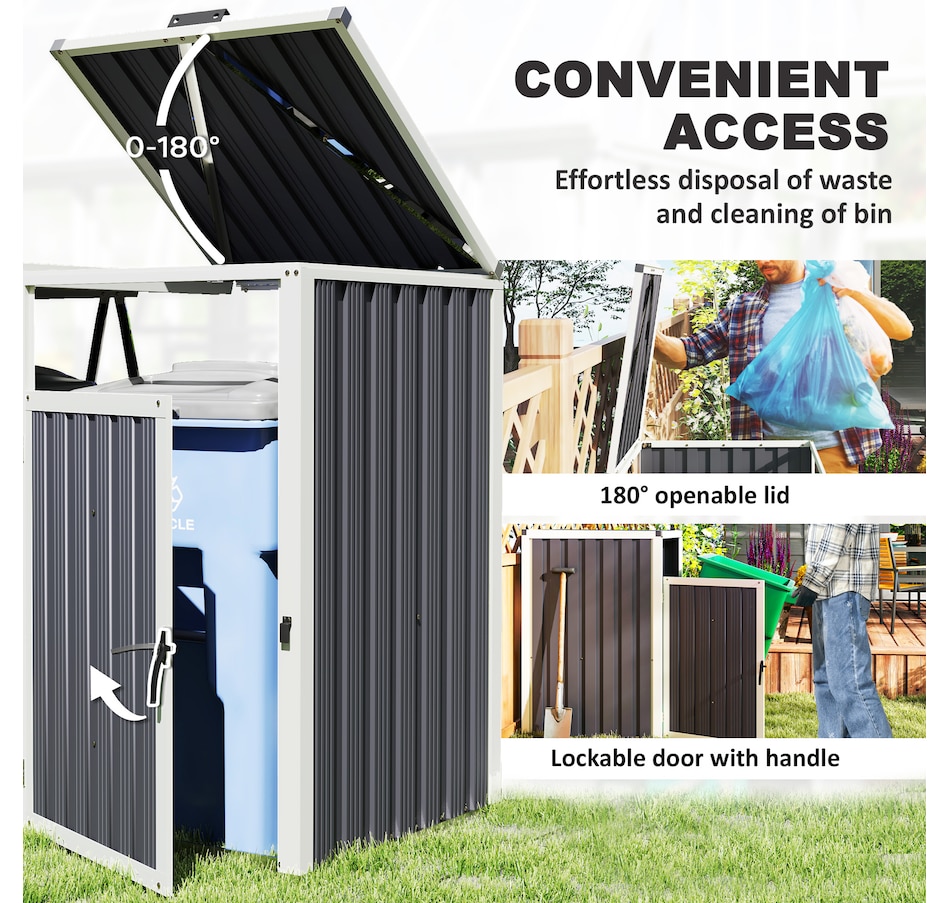 Image 964814_ALTMORE4.jpg, Product 964-814 / Price $189.99, Outsunny Double Garbage Bin Shed, Lockable Storage Shed with Openable Lid from Outsunny on TSC.ca's Home & Garden department