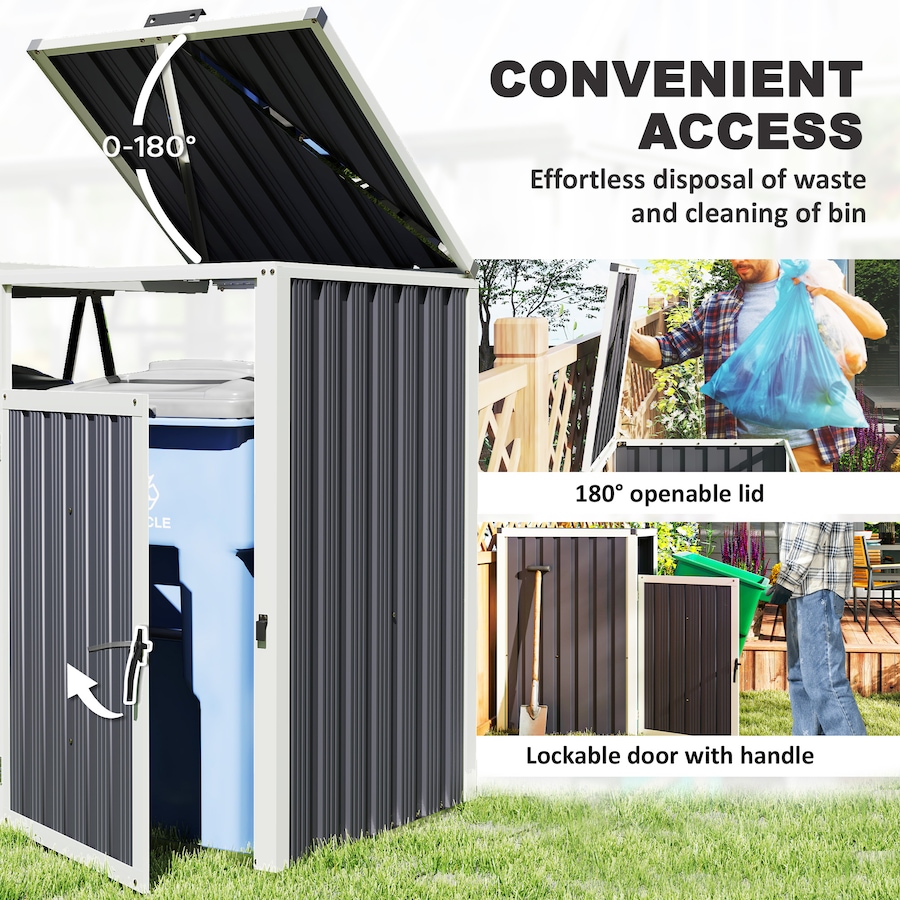 Image 964814_ALTMORE4.jpg, Product 964-814 / Price $229.99, Outsunny Double Garbage Bin Shed, Lockable Storage Shed with Openable Lid from Outsunny on TSC.ca's Home & Garden department