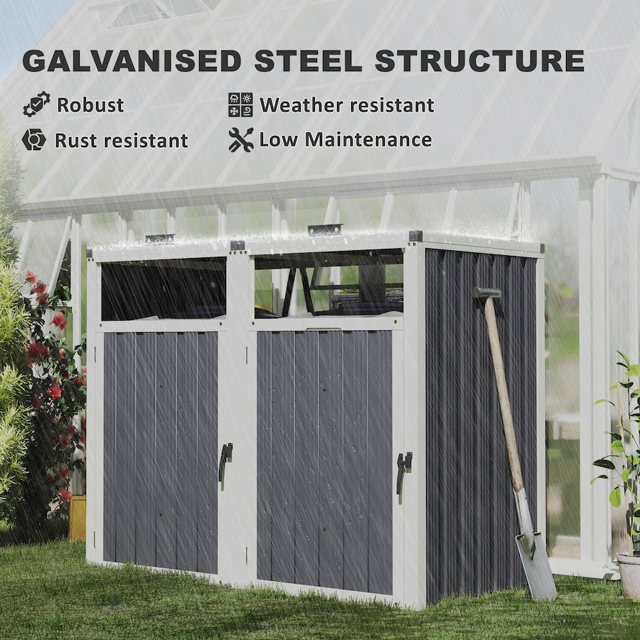Image 964814_ALTMORE5.jpg, Product 964-814 / Price $229.99, Outsunny Double Garbage Bin Shed, Lockable Storage Shed with Openable Lid from Outsunny on TSC.ca's Home & Garden department