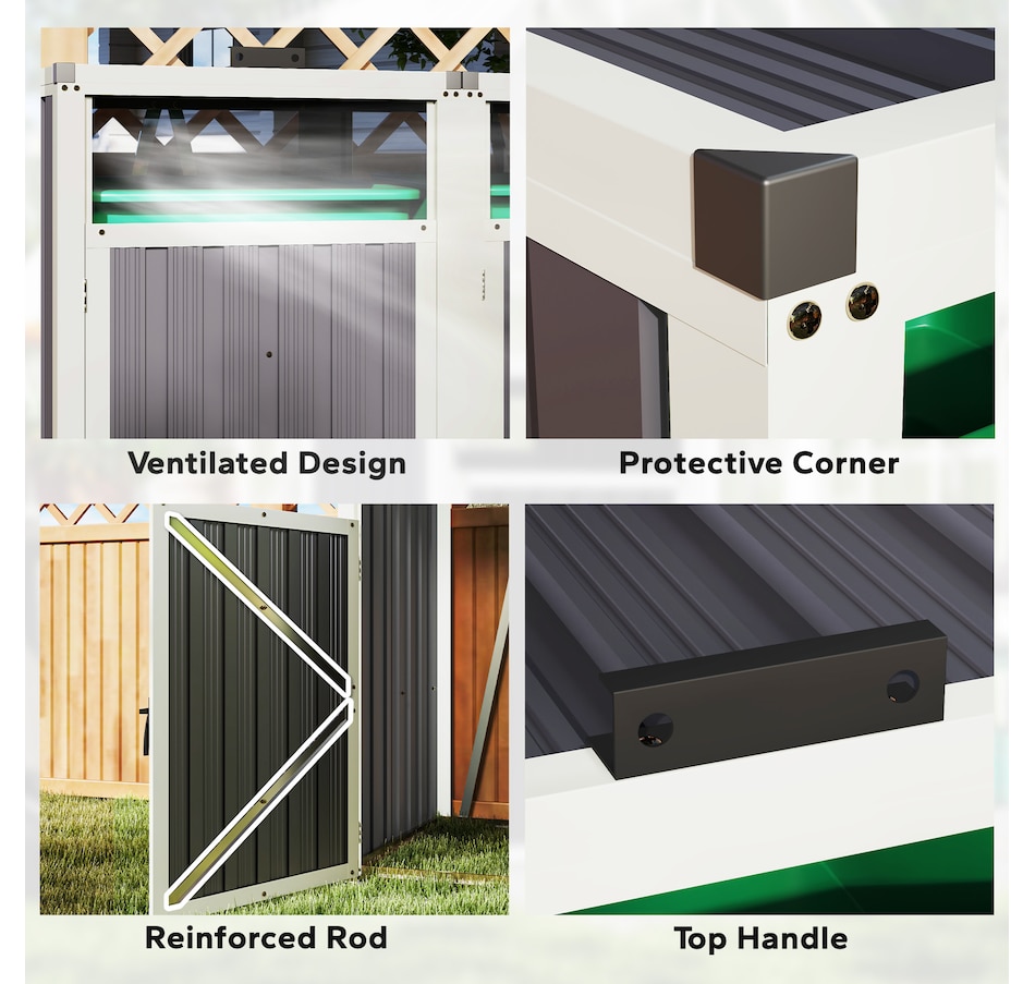 Image 964814_ALTMORE6.jpg, Product 964-814 / Price $189.99, Outsunny Double Garbage Bin Shed, Lockable Storage Shed with Openable Lid from Outsunny on TSC.ca's Home & Garden department