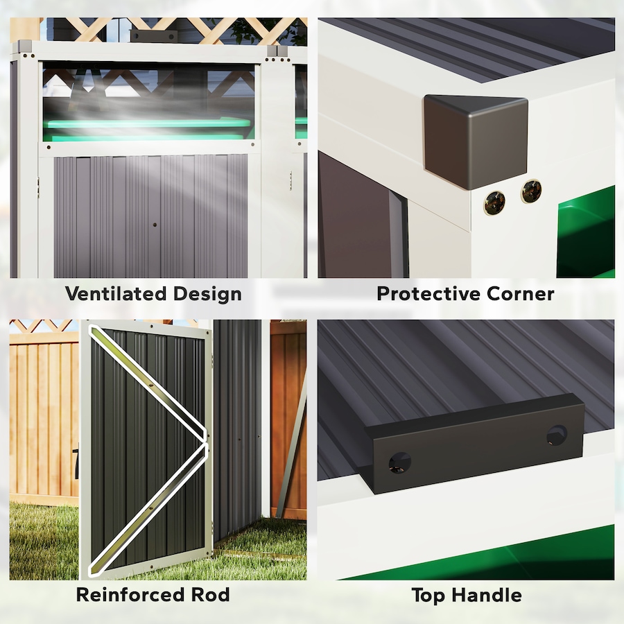 Image 964814_ALTMORE6.jpg, Product 964-814 / Price $229.99, Outsunny Double Garbage Bin Shed, Lockable Storage Shed with Openable Lid from Outsunny on TSC.ca's Home & Garden department