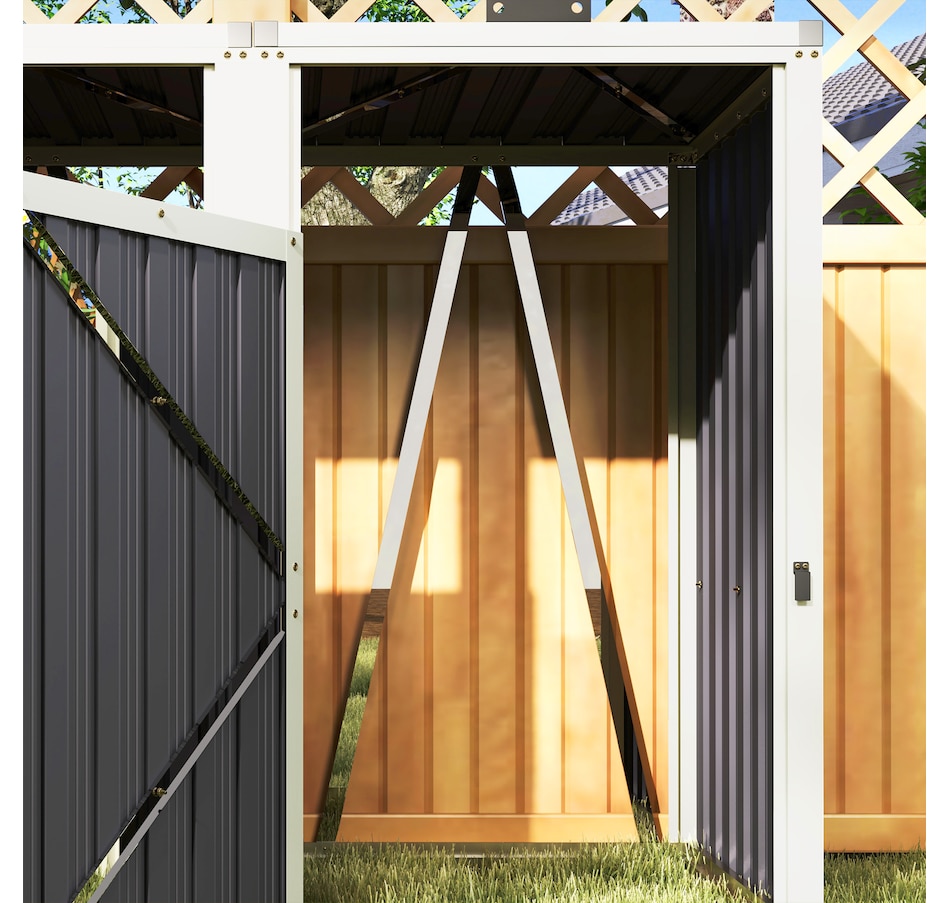 Image 964814_ALTMORE7.jpg, Product 964-814 / Price $189.99, Outsunny Double Garbage Bin Shed, Lockable Storage Shed with Openable Lid from Outsunny on TSC.ca's Home & Garden department