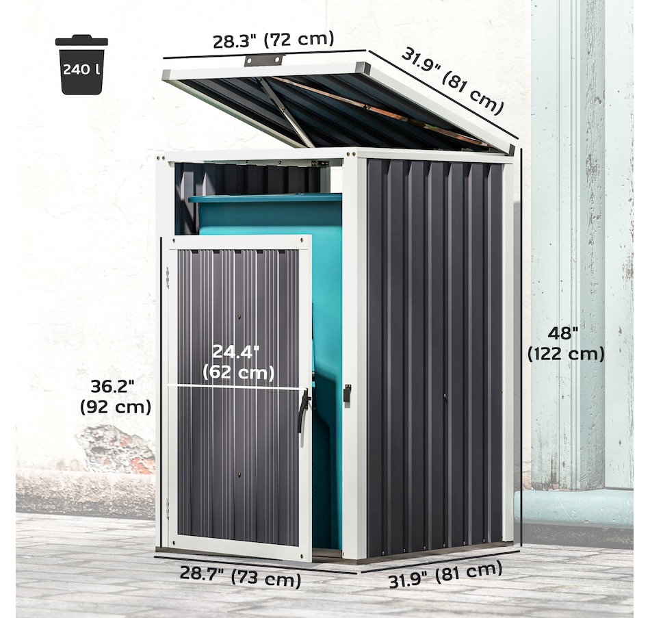 Image 964816_ALTMORE2.jpg, Product 964-816 / Price $139.99, Outsunny Single Garbage Bin Shed from Outsunny on TSC.ca's Home & Garden department
