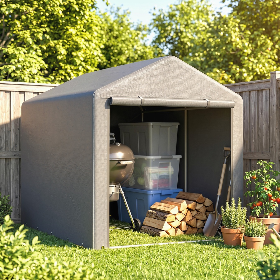 Image 964824_ALTMORE13.jpg, Product 964-824 / Price $153.99, Outsunny Storage Tent, Portable Outdoor Shed with Large Door, Light Grey from Outsunny on TSC.ca's Home & Garden department
