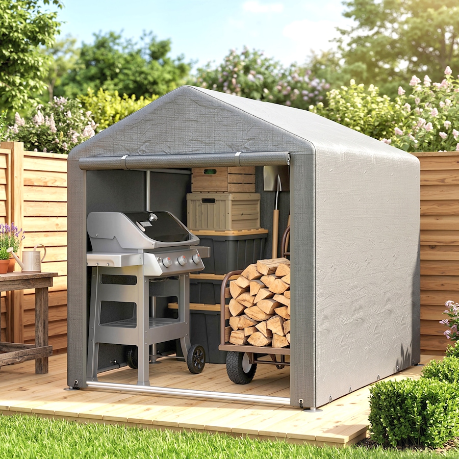 Image 964824_ALTMORE15.jpg, Product 964-824 / Price $153.99, Outsunny Storage Tent, Portable Outdoor Shed with Large Door, Light Grey from Outsunny on TSC.ca's Home & Garden department