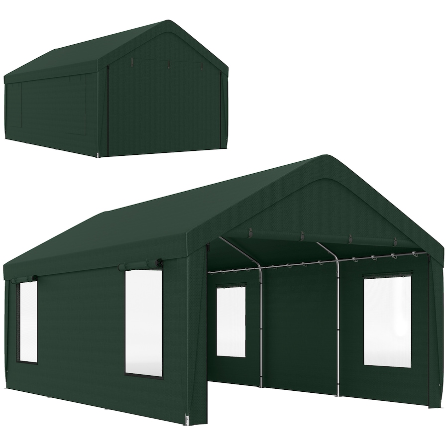Image 964826.jpg, Product 964-826 / Price $339.99, Outsunny Carport, 12 x 20ft Portable Garage, Dark Green from Outsunny on TSC.ca's Home & Garden department