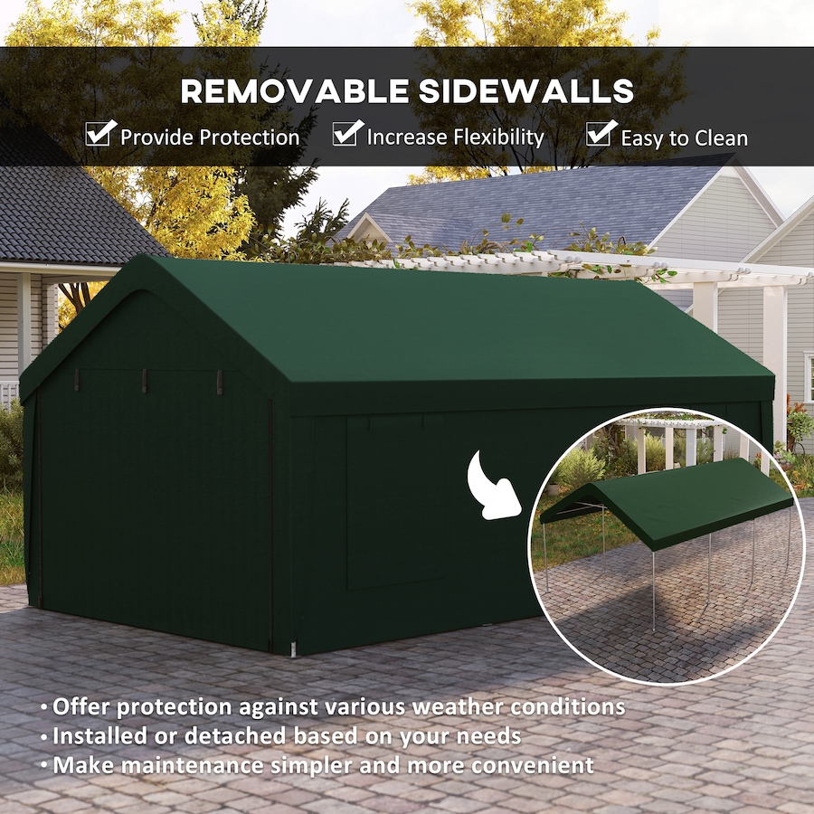 Image 964826_ALTMORE12.jpg, Product 964-826 / Price $339.99, Outsunny Carport, 12 x 20ft Portable Garage, Dark Green from Outsunny on TSC.ca's Home & Garden department