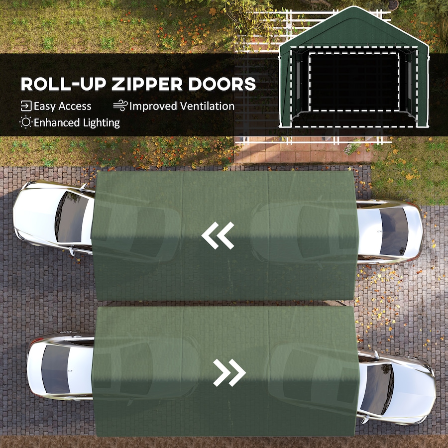 Image 964826_ALTMORE13.jpg, Product 964-826 / Price $339.99, Outsunny Carport, 12 x 20ft Portable Garage, Dark Green from Outsunny on TSC.ca's Home & Garden department