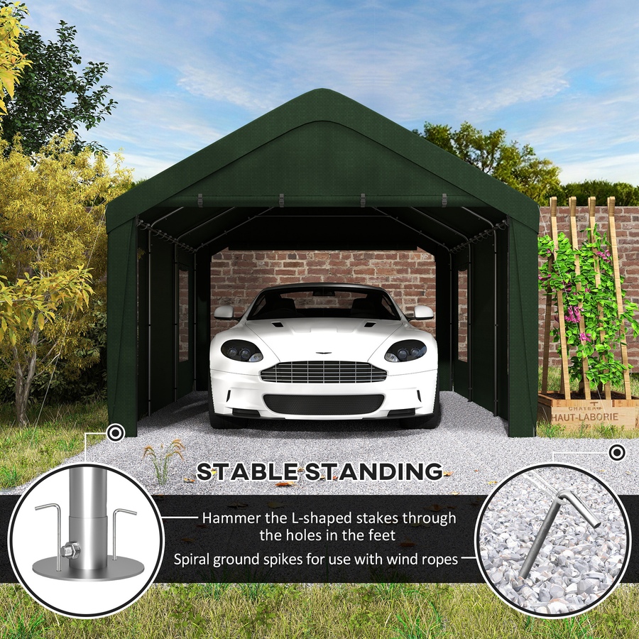 Image 964826_ALTMORE15.jpg, Product 964-826 / Price $339.99, Outsunny Carport, 12 x 20ft Portable Garage, Dark Green from Outsunny on TSC.ca's Home & Garden department