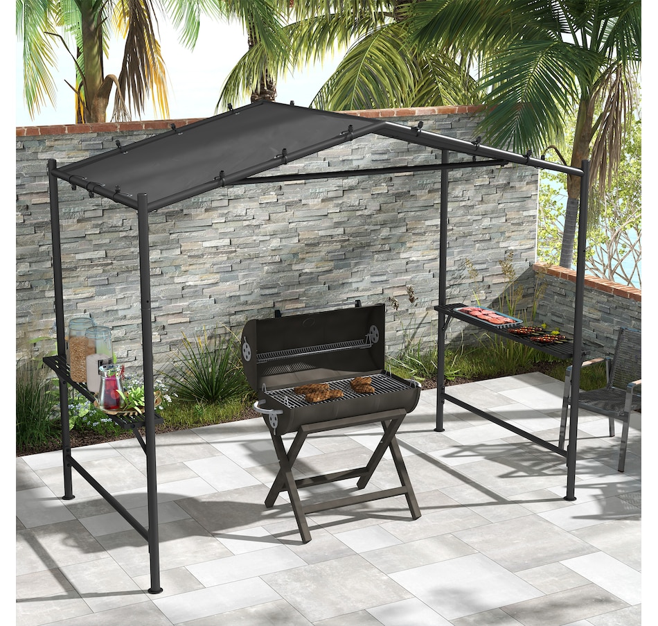 Image 964836_ALTMORE1.jpg, Product 964-836 / Price $189.99, Outsunny 9' x 5' BBQ Grill Gazebo Tent, Garden Grill Canopy, Dark Grey from Outsunny on TSC.ca's Home & Garden department