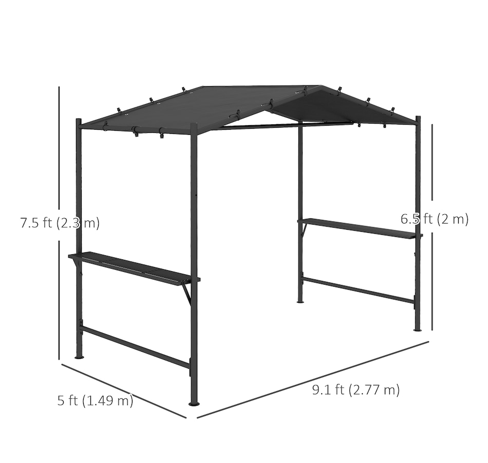 Image 964836_ALTMORE2.jpg, Product 964-836 / Price $189.99, Outsunny 9' x 5' BBQ Grill Gazebo Tent, Garden Grill Canopy, Dark Grey from Outsunny on TSC.ca's Home & Garden department