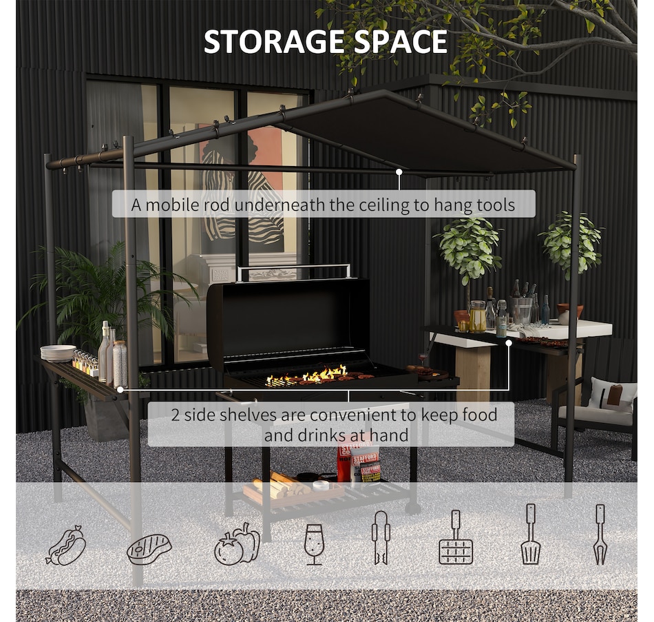 Image 964836_ALTMORE4.jpg, Product 964-836 / Price $189.99, Outsunny 9' x 5' BBQ Grill Gazebo Tent, Garden Grill Canopy, Dark Grey from Outsunny on TSC.ca's Home & Garden department