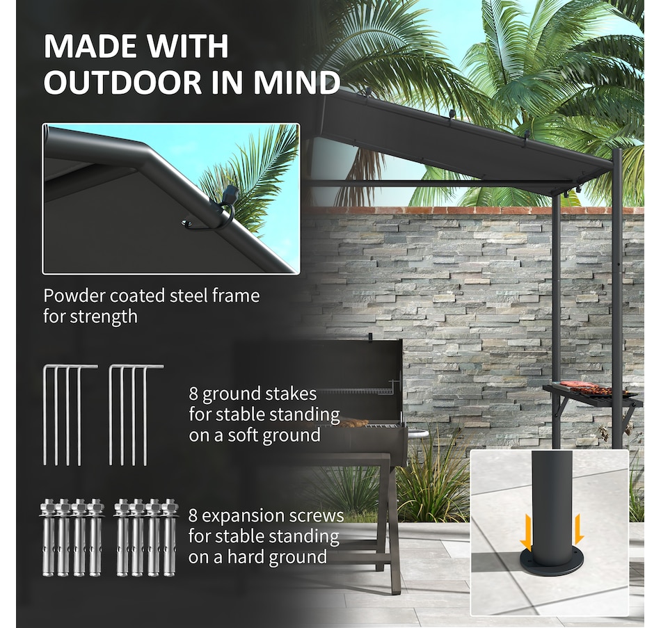 Image 964836_ALTMORE5.jpg, Product 964-836 / Price $189.99, Outsunny 9' x 5' BBQ Grill Gazebo Tent, Garden Grill Canopy, Dark Grey from Outsunny on TSC.ca's Home & Garden department
