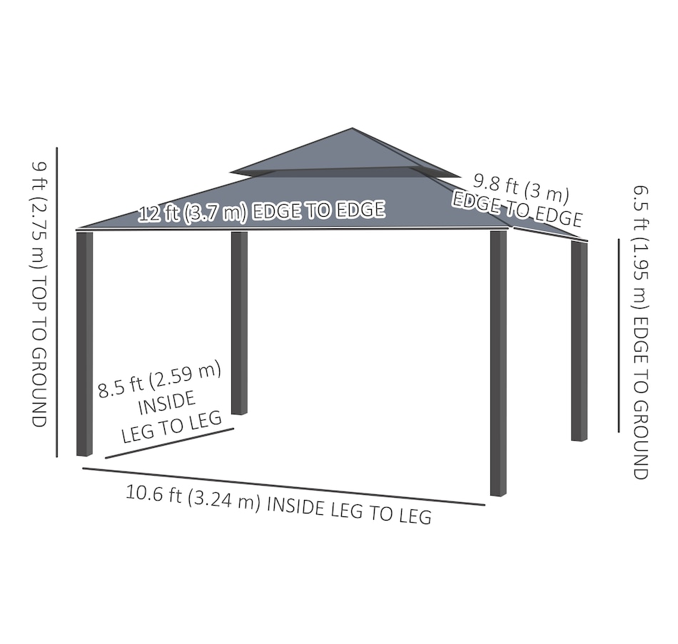 Image 964837_ALTMORE2.jpg, Product 964-837 / Price $389.99, Outsunny 10' x 12' Patio Gazebo from Outsunny on TSC.ca's Home & Garden department