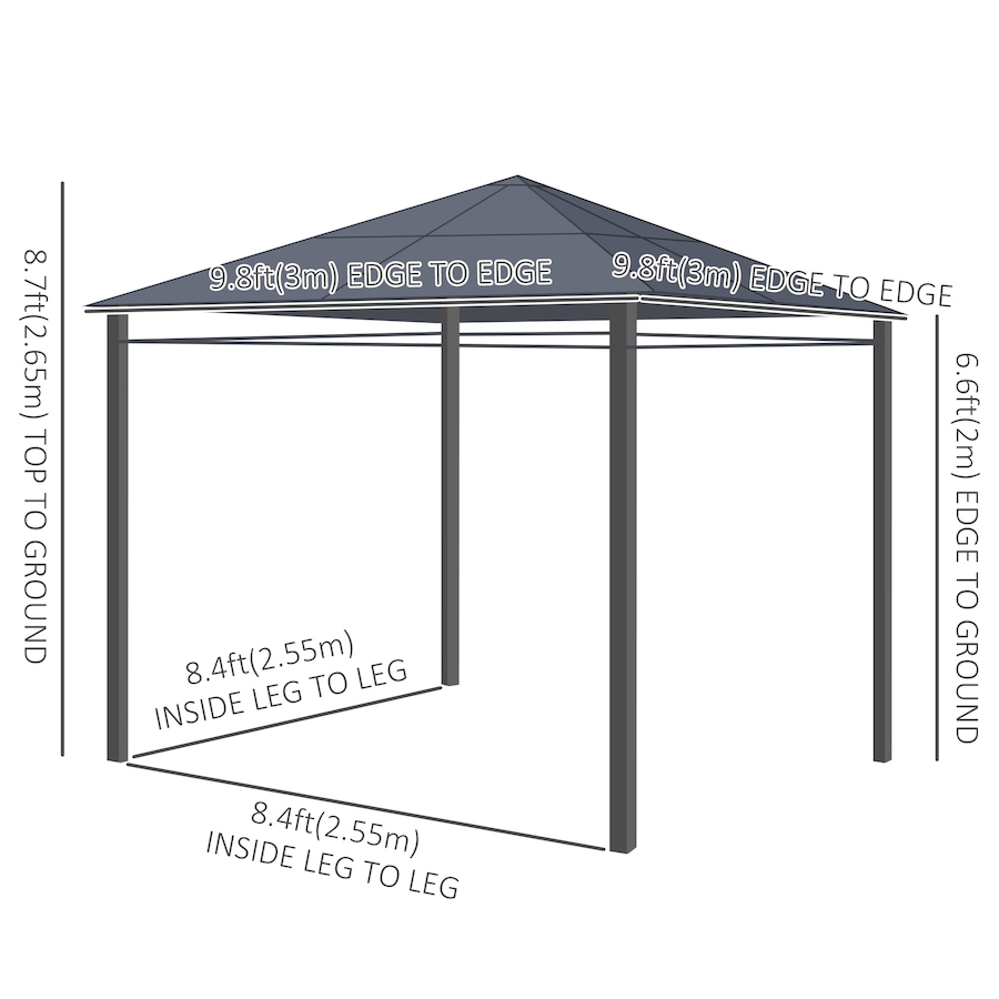 Image 964838_ALTMORE2.jpg, Product 964-838 / Price $534.99, Outsunny 10' x 10' Hardtop Gazebo Canopy, Outdoor Patio Gazebo, Dark Grey from Outsunny on TSC.ca's Home & Garden department