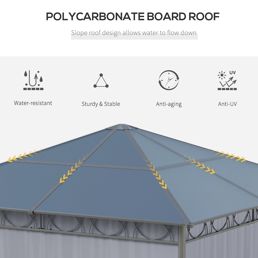 Image 964838_ALTMORE3.jpg, Product 964-838 / Price $534.99, Outsunny 10' x 10' Hardtop Gazebo Canopy, Outdoor Patio Gazebo, Dark Grey from Outsunny on TSC.ca's Home & Garden department