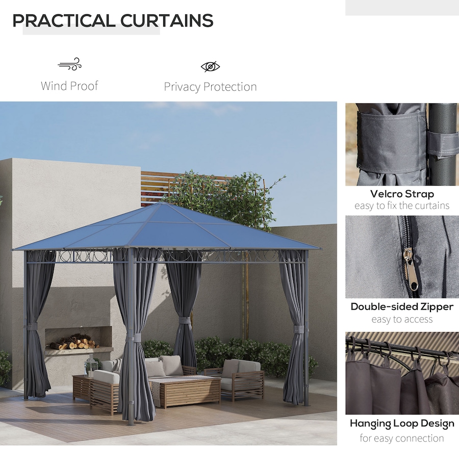 Image 964838_ALTMORE4.jpg, Product 964-838 / Price $534.99, Outsunny 10' x 10' Hardtop Gazebo Canopy, Outdoor Patio Gazebo, Dark Grey from Outsunny on TSC.ca's Home & Garden department